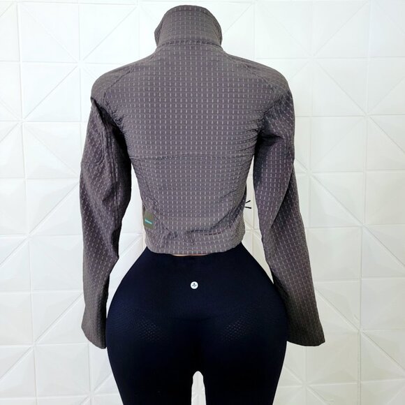 Lululemon Women's Carob Brown Water-Repellent Grid Fleece Hiking Jacket Size 4 - Picture 5 of 9